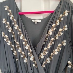 Wren and Ivory Damara Faux Wrap Dress in Kale